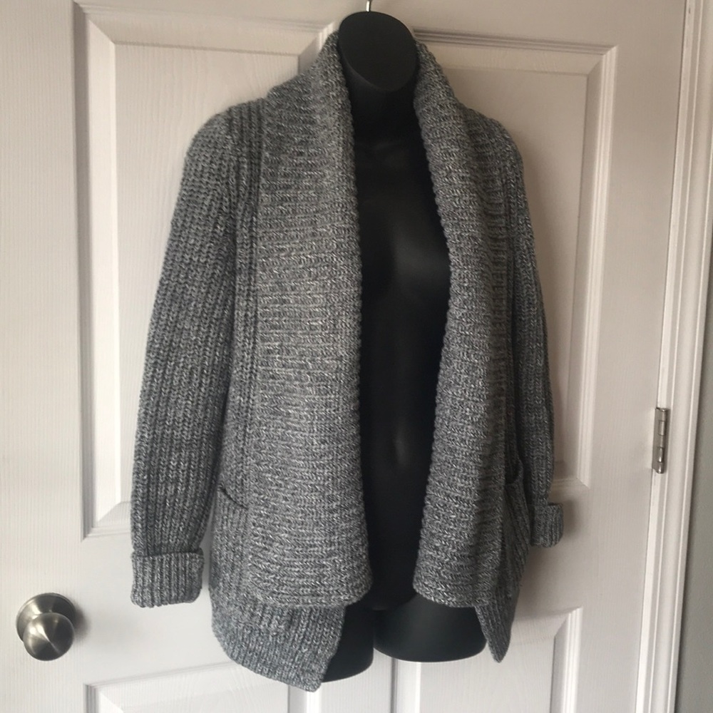 J. Crew heavy chunky knit gray cardigan small